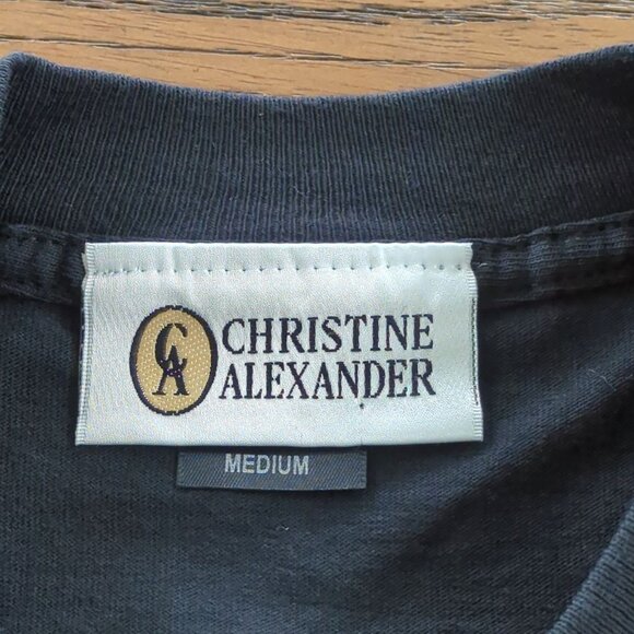 CHRISTINE‎ ALEXANDER short sleeve black gold Rhinestone Houston Tshirt Tee M - Picture 8 of 10
